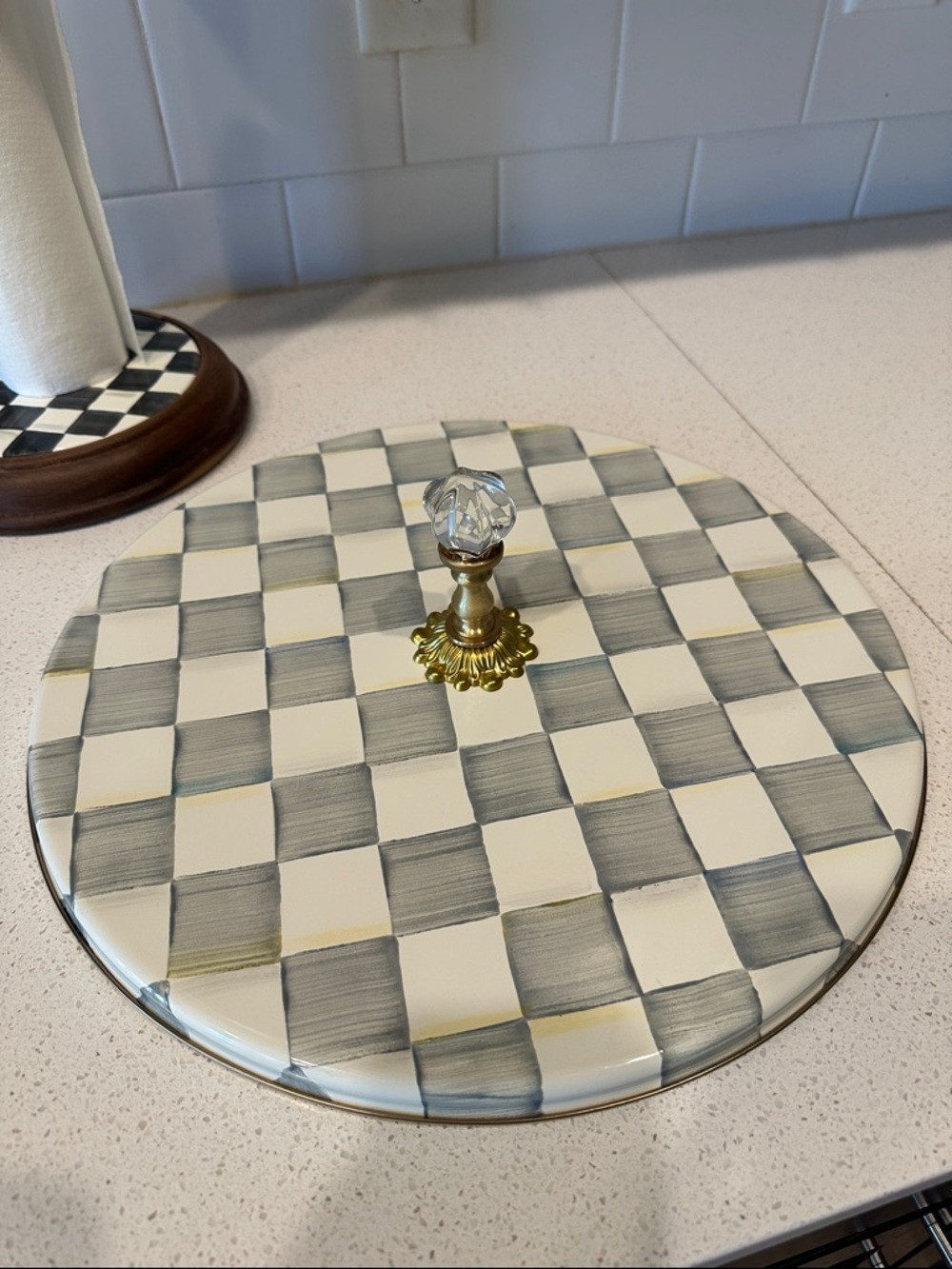 Mackenzie Childs Sterling Check Cheese Platter